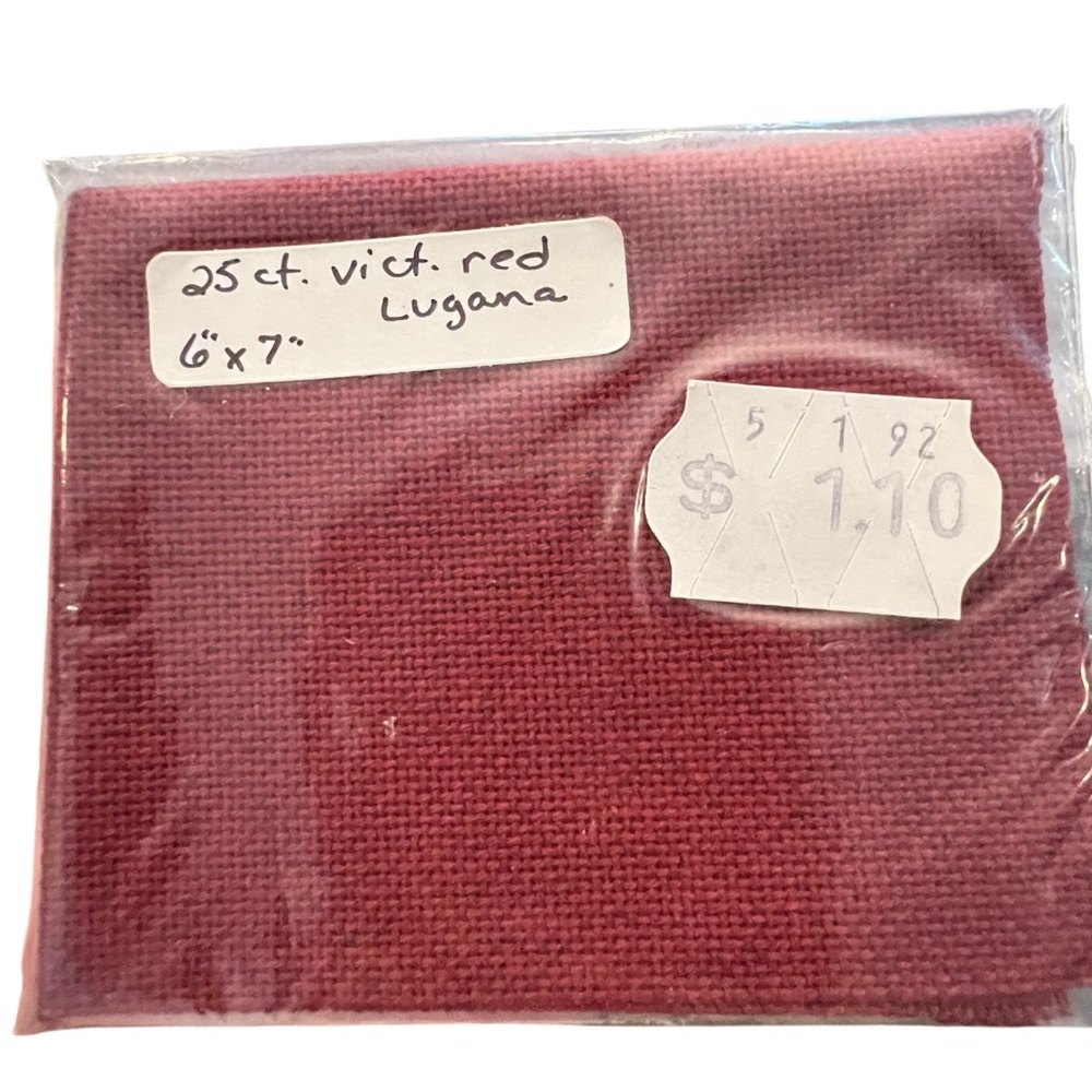 Vintage‎ Cross Stitch Fabric 25 Count 6x7” NEW Victorian Red Lugana